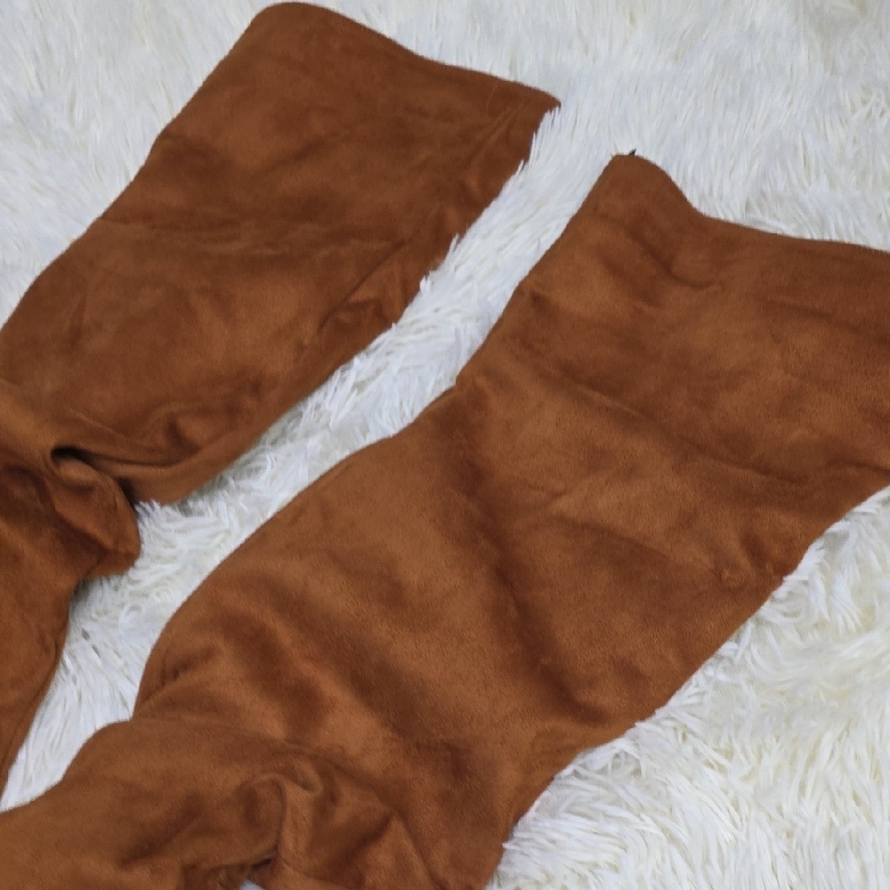 Brown Suede Knee-High Boots - Picture 13 of 14